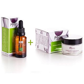 Pachet Serum + Crema Hidratanta cu Acid Hialuronic Medica 120, MED049